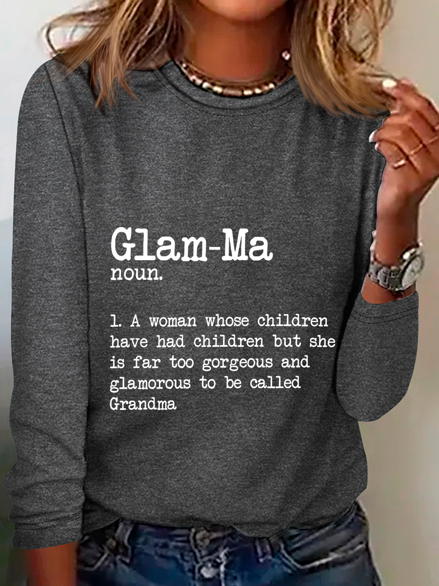 Glam-Ma Dictionary Definition Grandma Casual Long Sleeve Shirt