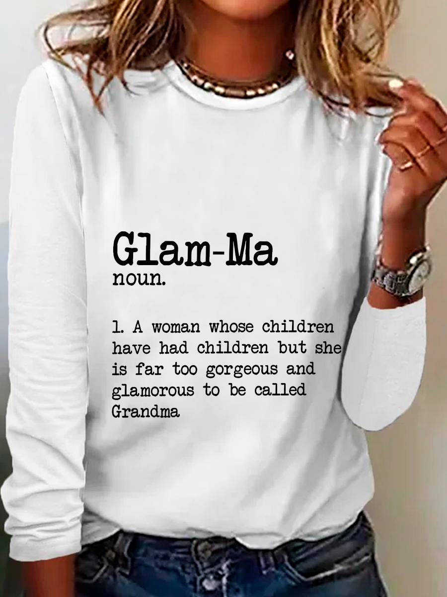 Glam-Ma Dictionary Definition Grandma Casual Long Sleeve Shirt