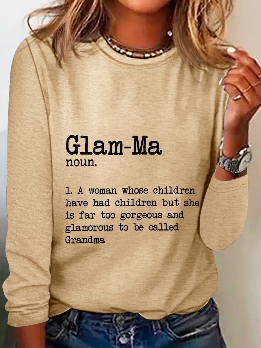 Glam-Ma Dictionary Definition Grandma Casual Long Sleeve Shirt