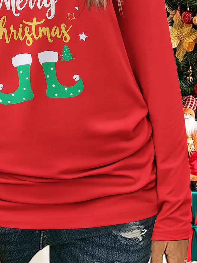 Christmas Print Long Sleeve Crew Neck Sweatshirt