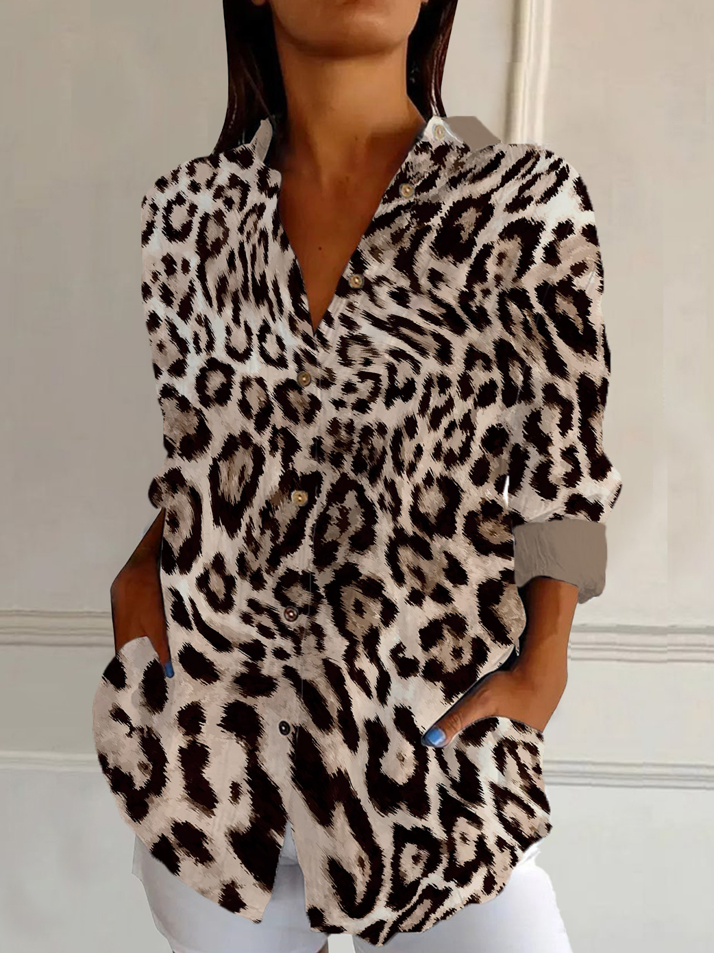 Leopard Print Long Sleeve Shirt