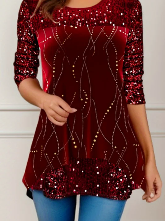 Casual Loose Jersey Christmas Blouse