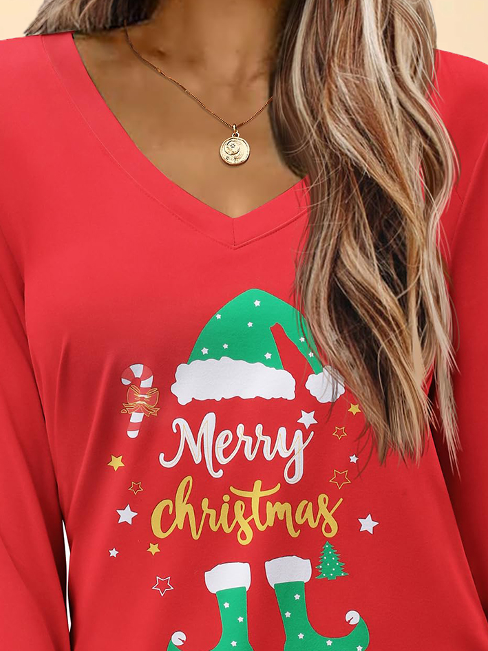 Christmas Print Long Sleeve Crew Neck Sweatshirt