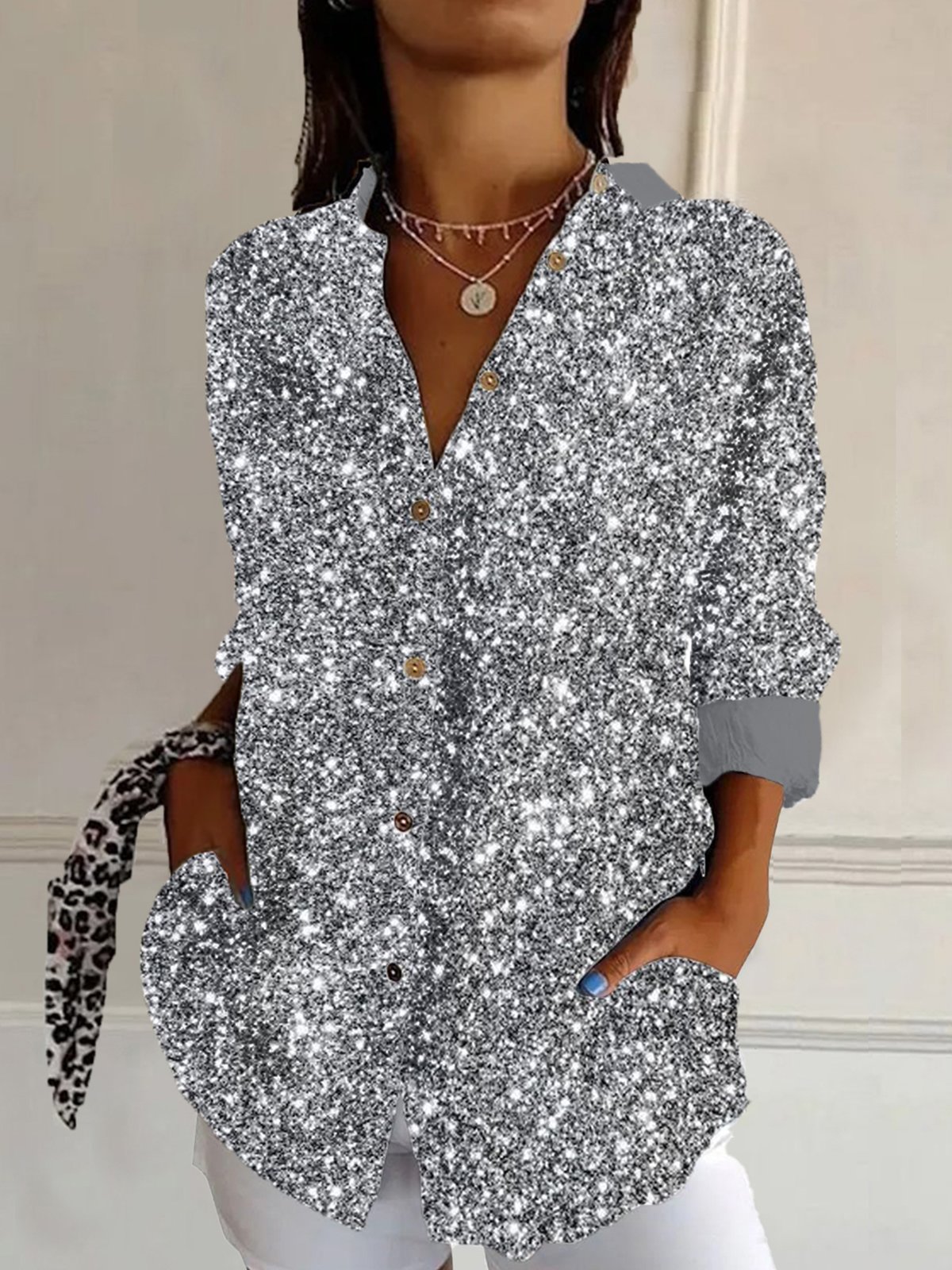 Geometric Print Long Sleeve Shirt