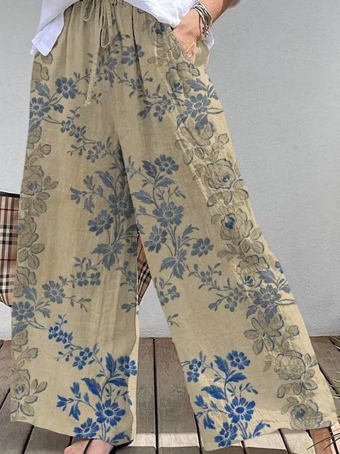 Simple Botanical Pattern Pants