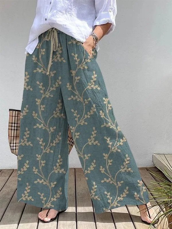 Loose Casual Embroidery Patterns Pants