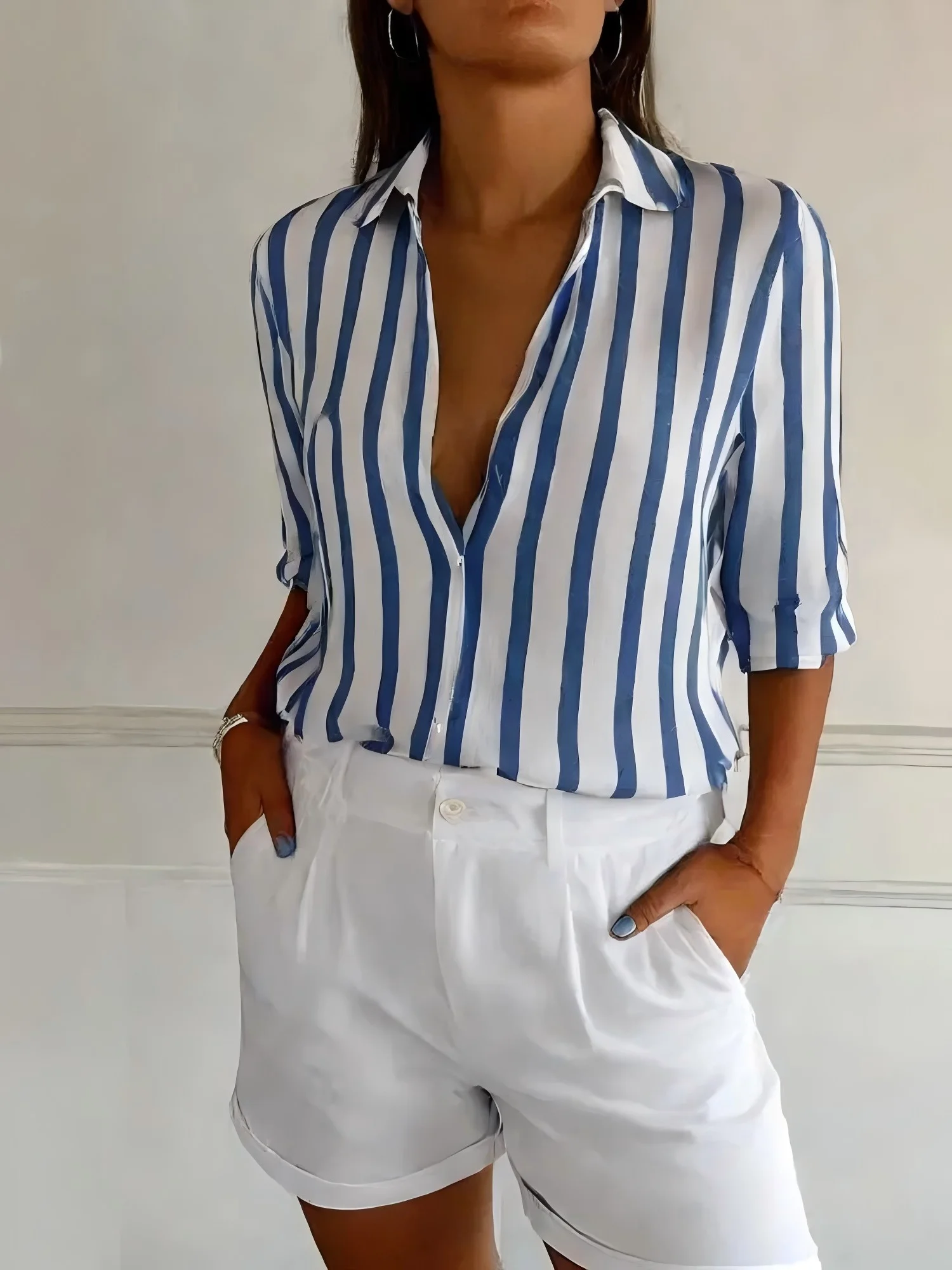 Women's Retro Striped Long Sleeve Shirt