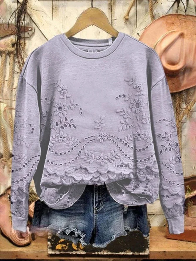 Vintage Loose 3D Printing Sweatshirt