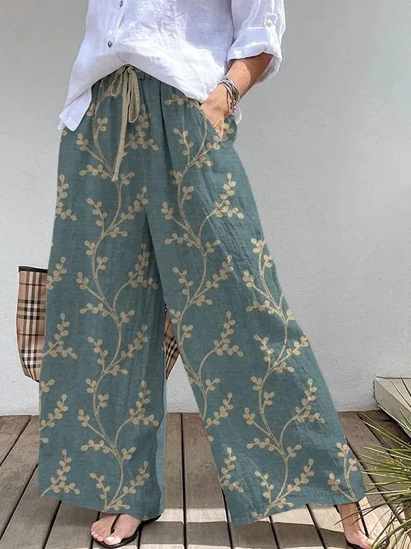 Loose Casual Embroidery Patterns Pants