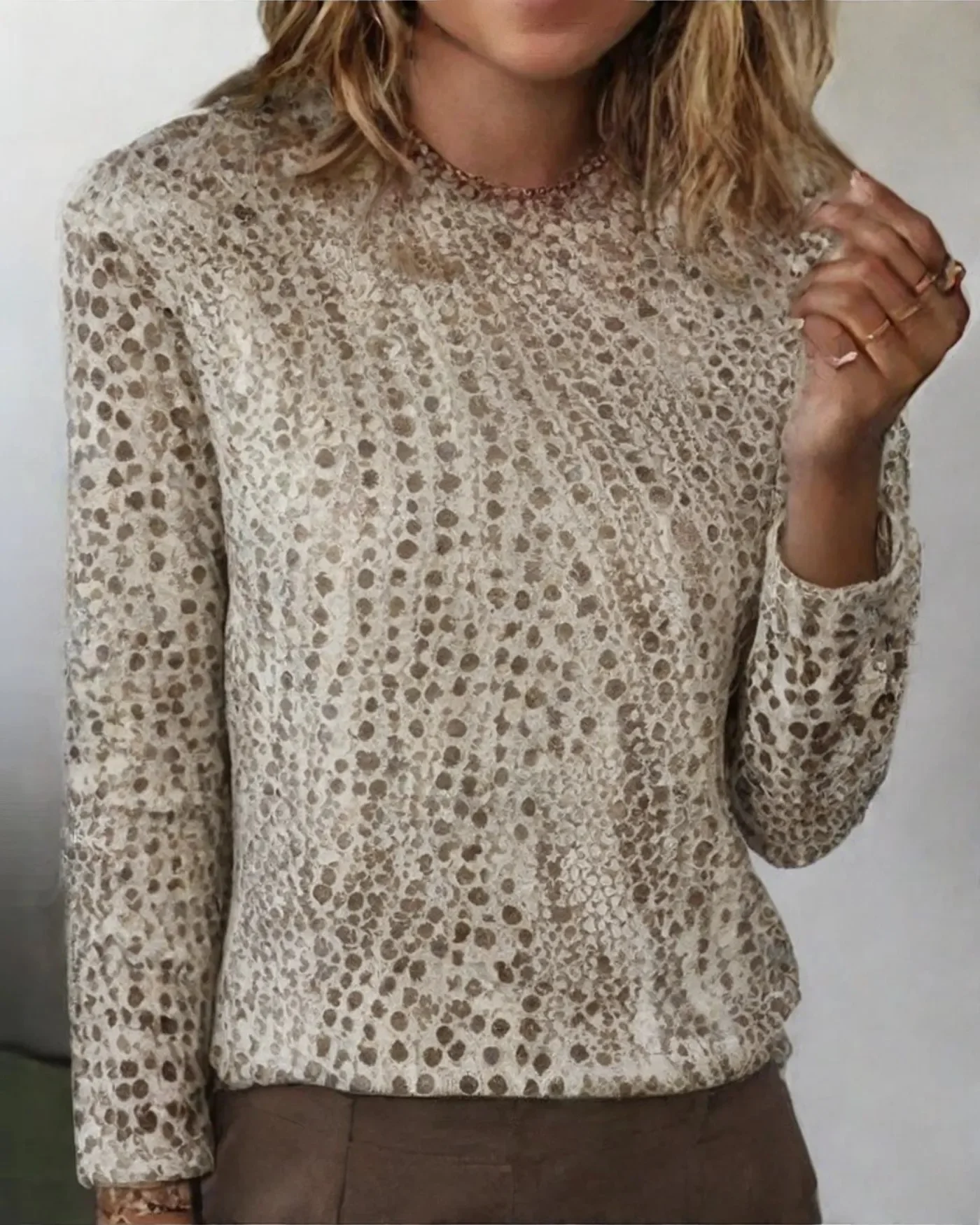 Casual Long Sleeve Round Neck T-Shirt