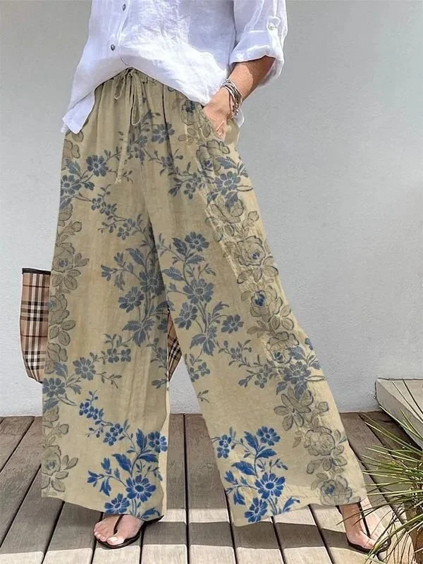 Simple Botanical Pattern Pants