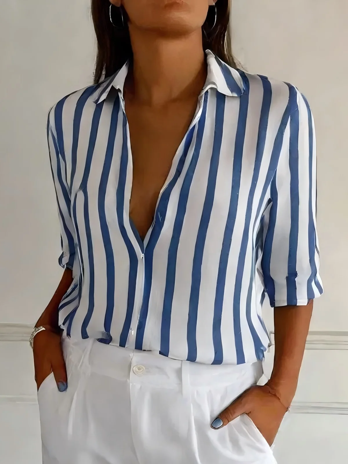 Women's Retro Striped Long Sleeve Shirt