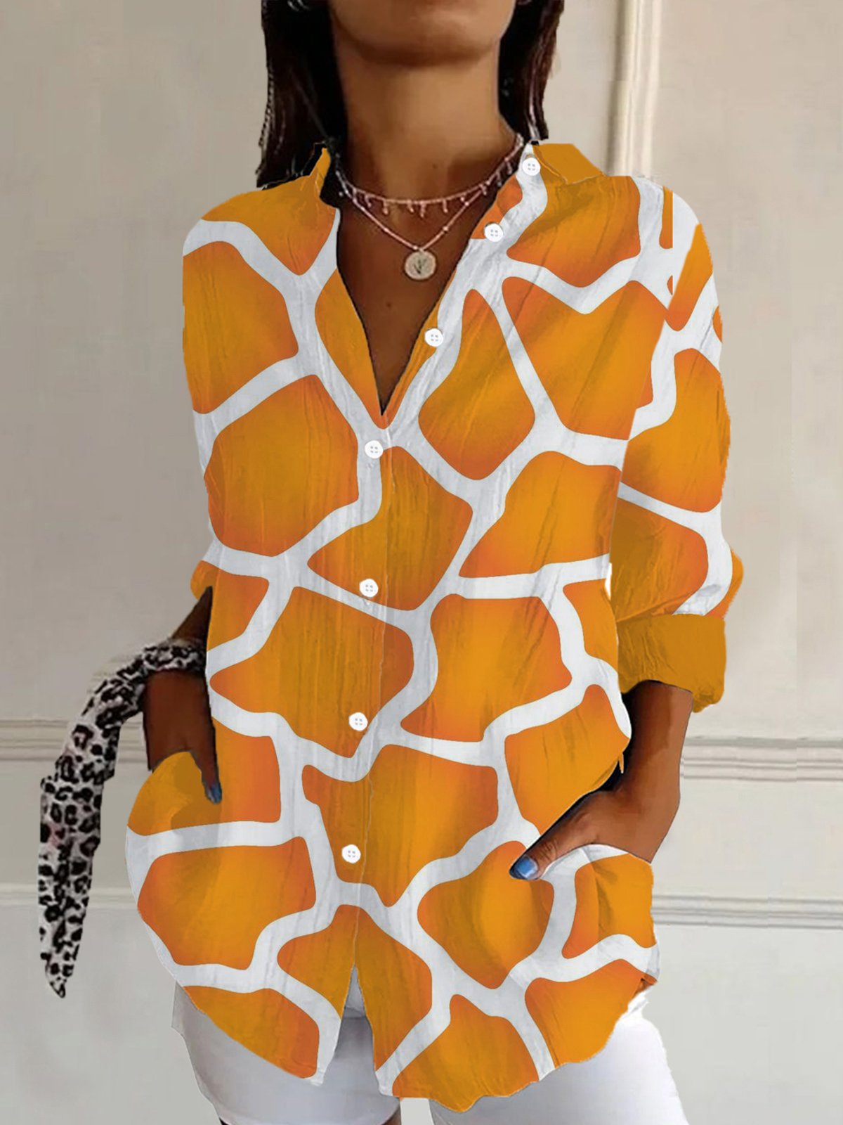 Geometric Print Long Sleeve Shirt