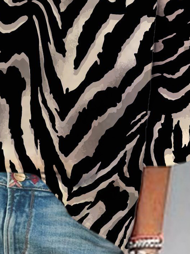 Zebra Print V-neck Blouse