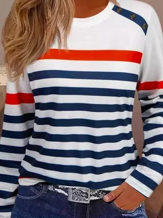 Striped Casual Loose Jersey T-Shirt