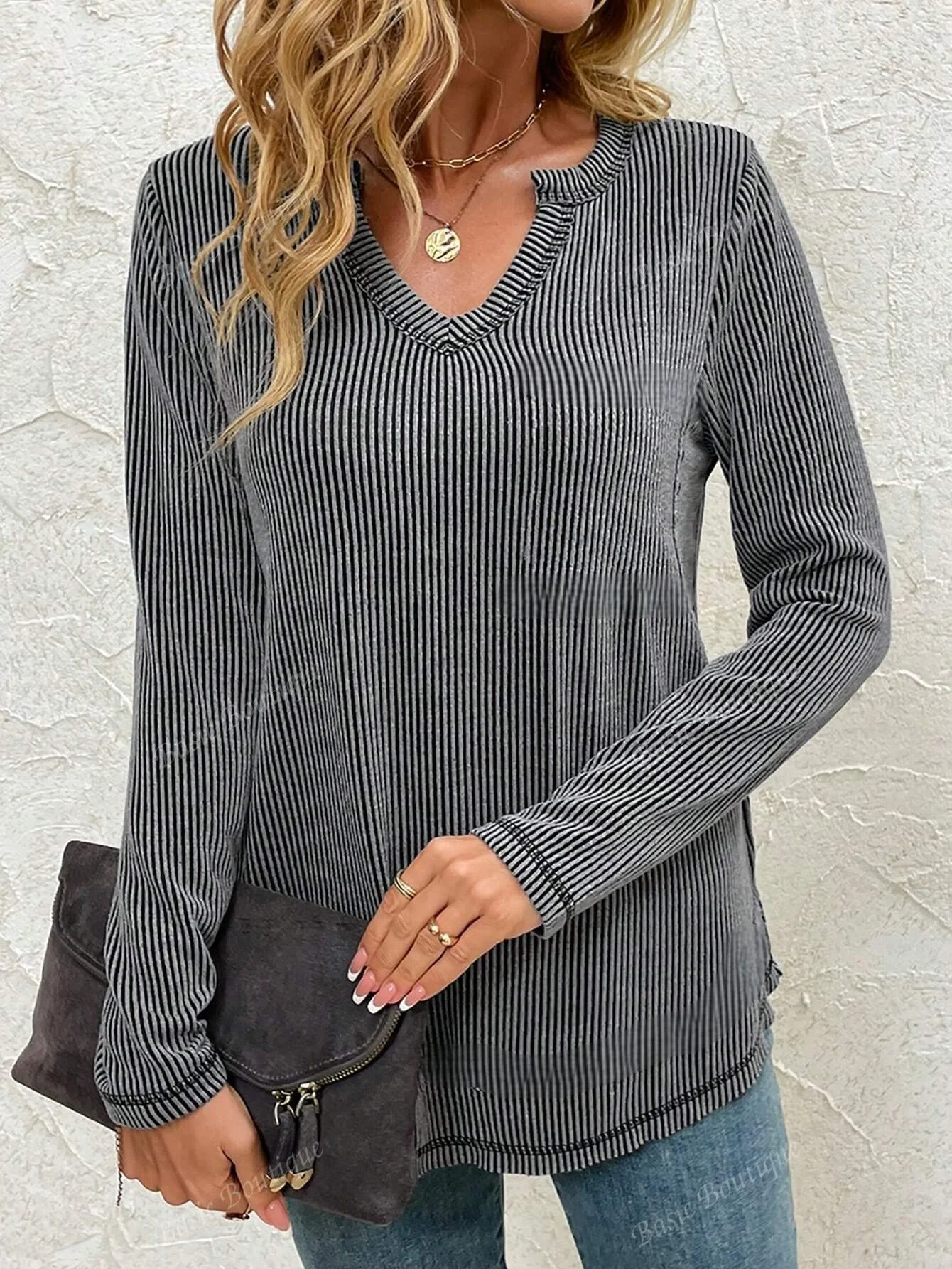 Print Casual V Neck Long Sleeve T-Shirt