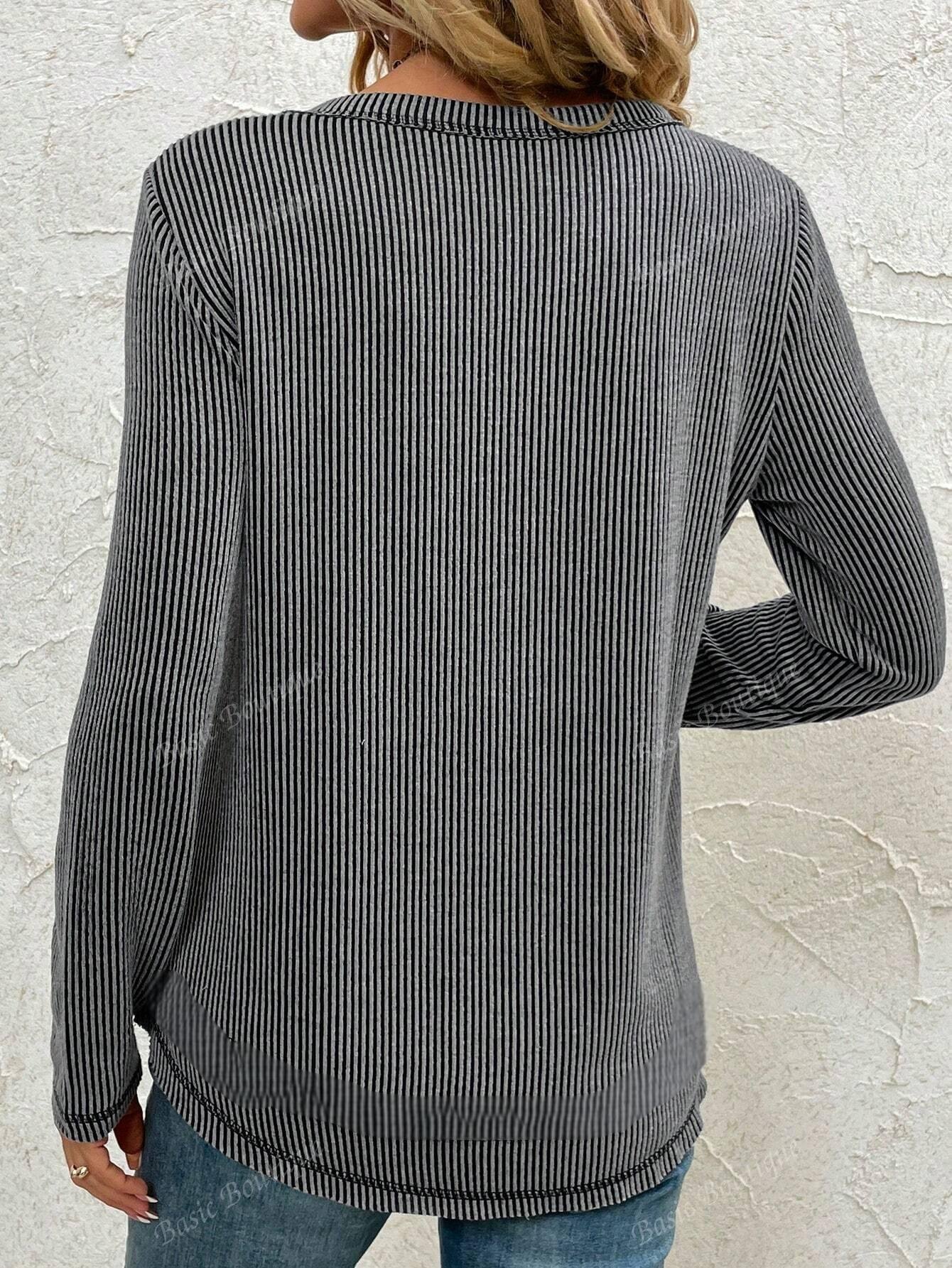 Print Casual V Neck Long Sleeve T-Shirt