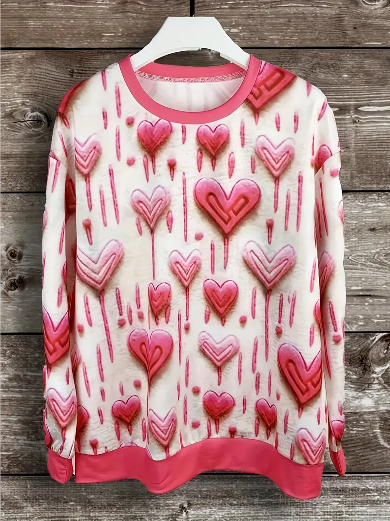 Valentine's Day Fashion Women's Round Neck Casual Sweatshirt