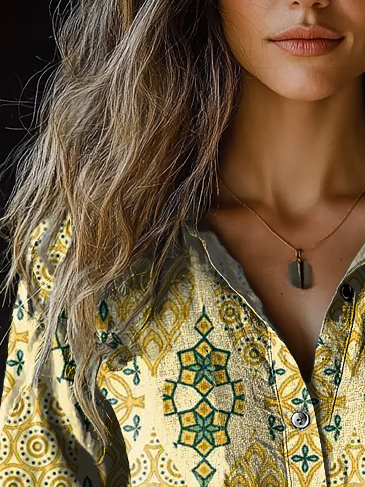 Ethnic Print Long Sleeve Shirt