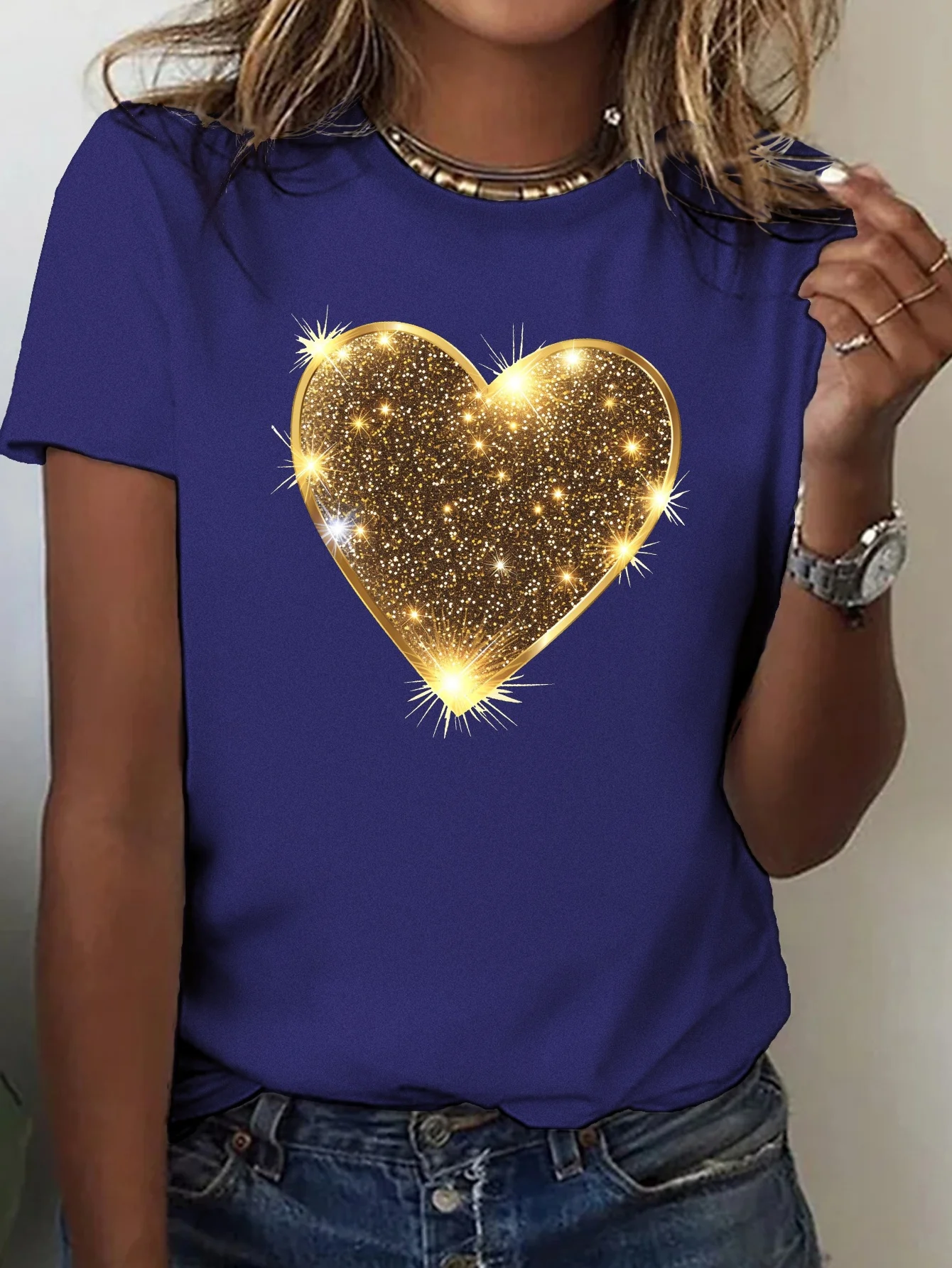 Valentine's Day Fashion Women's Round Neck Casual T-shirt