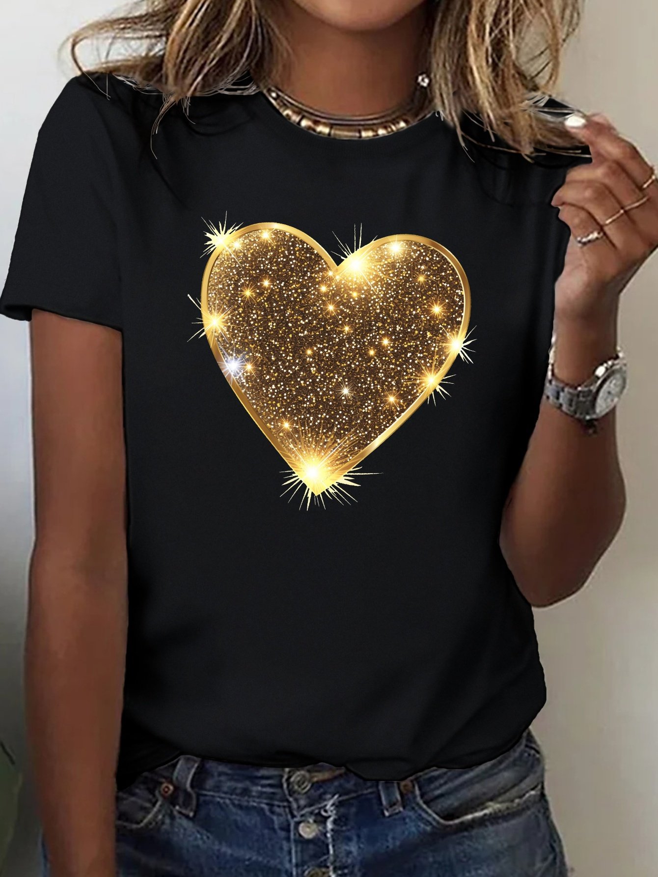 Valentine's Day Fashion Women's Round Neck Casual T-shirt