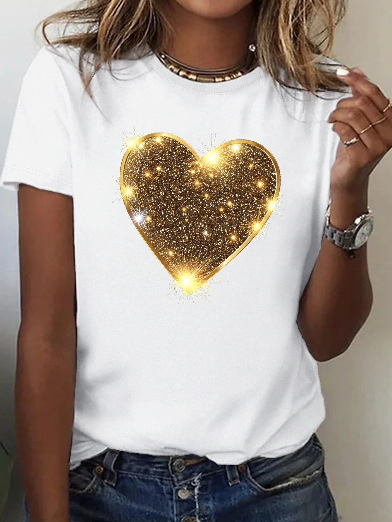 Valentine's Day Fashion Women's Round Neck Casual T-shirt