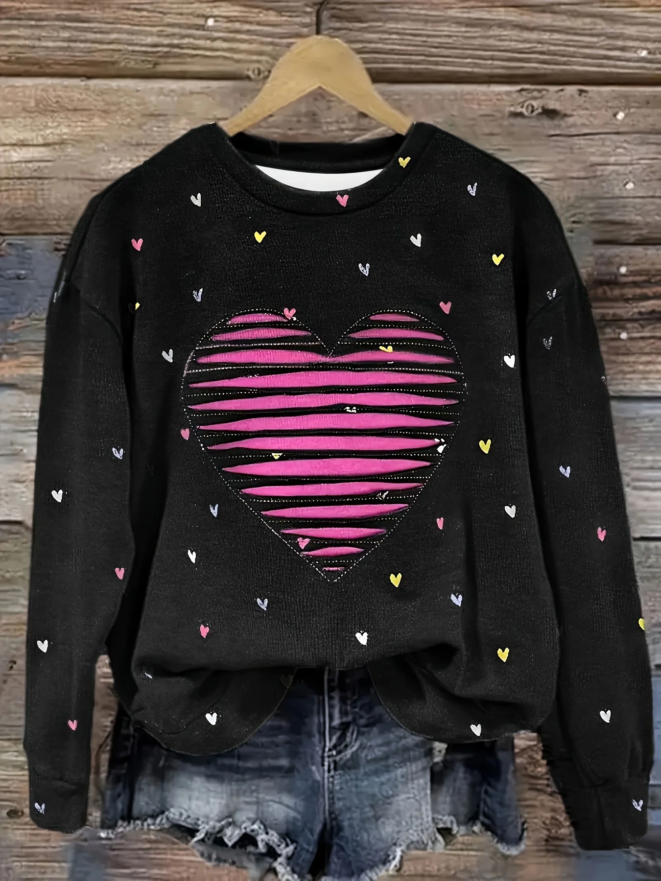 Valentine's Day Loose Vintage Crew Neck Sweatshirt