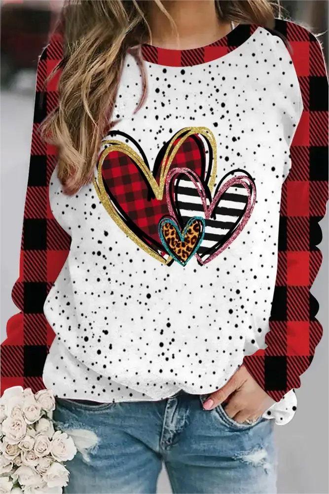 Valentine's Day Fashion Print Pullover Sweatshirt