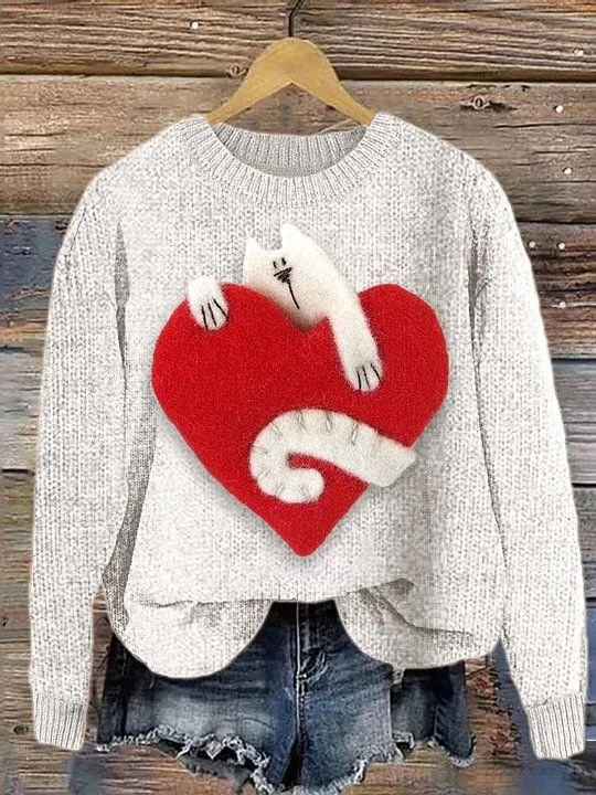 Valentine's Day Fashion Heart Round Neck Sweatshirt