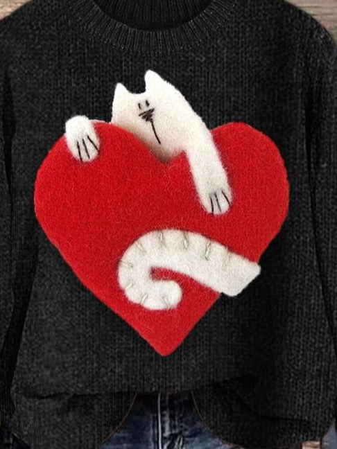 Valentine's Day Fashion Heart Round Neck Sweatshirt