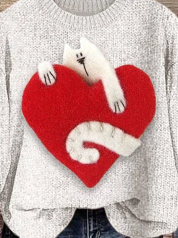 Valentine's Day Fashion Heart Round Neck Sweatshirt