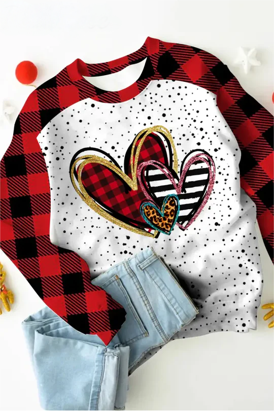 Valentine's Day Fashion Print Pullover Sweatshirt