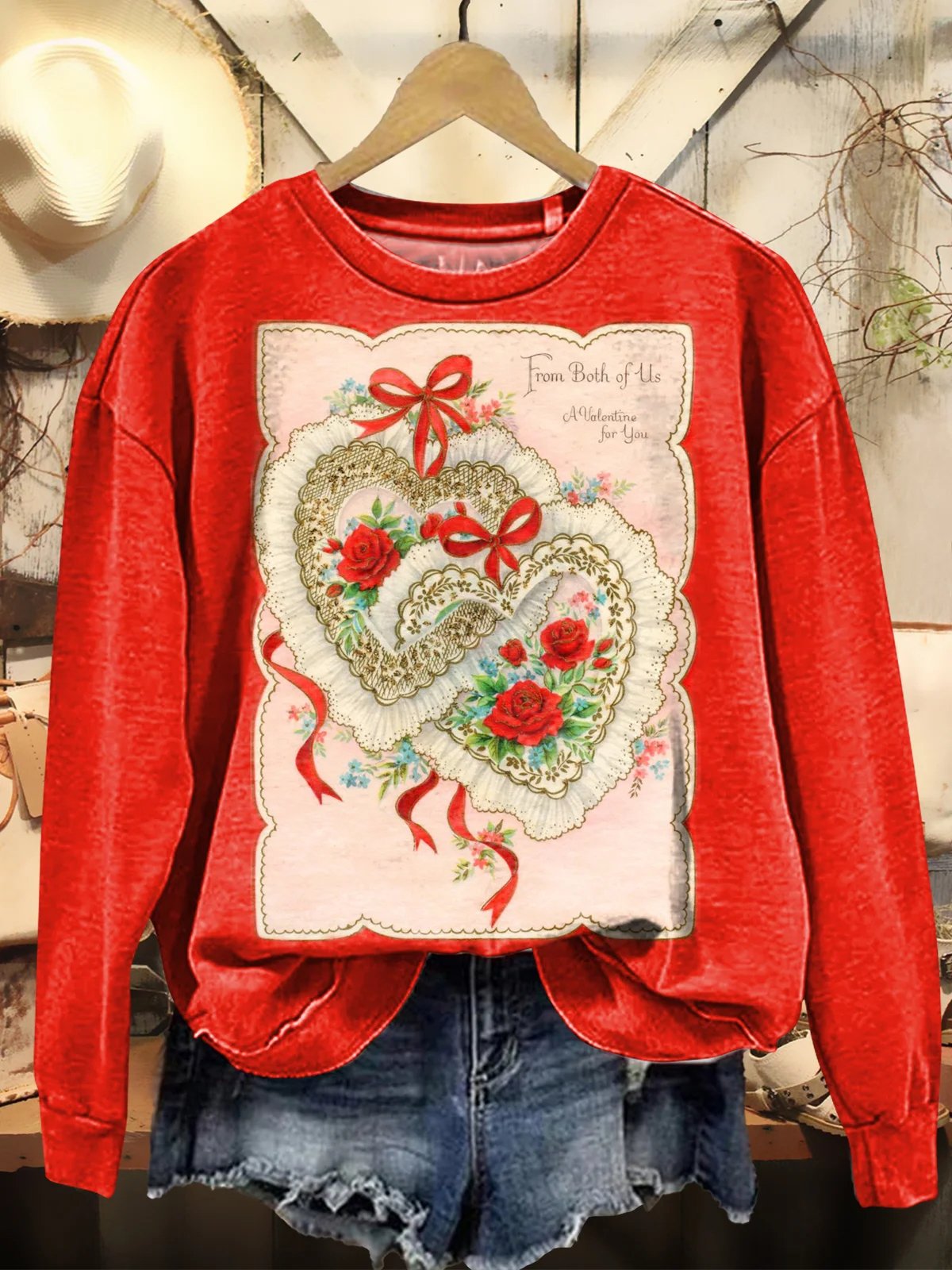 Heart Print Long Sleeve Sweatshirt