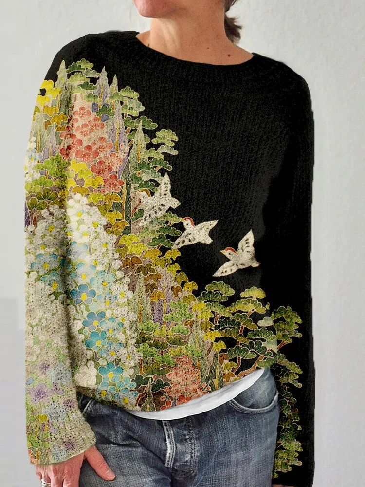 Art Painting Pattern Vintage Cozy Loose Casual Sweatshirt