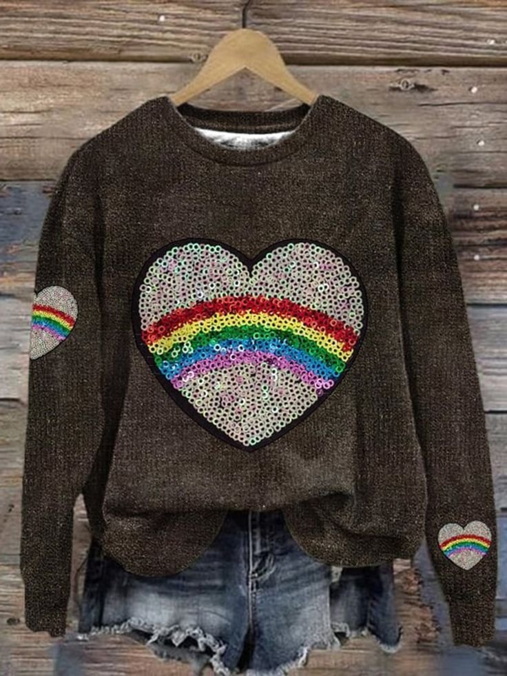 Casual Crew Neck Loose Valentine's Day Sweatshirt