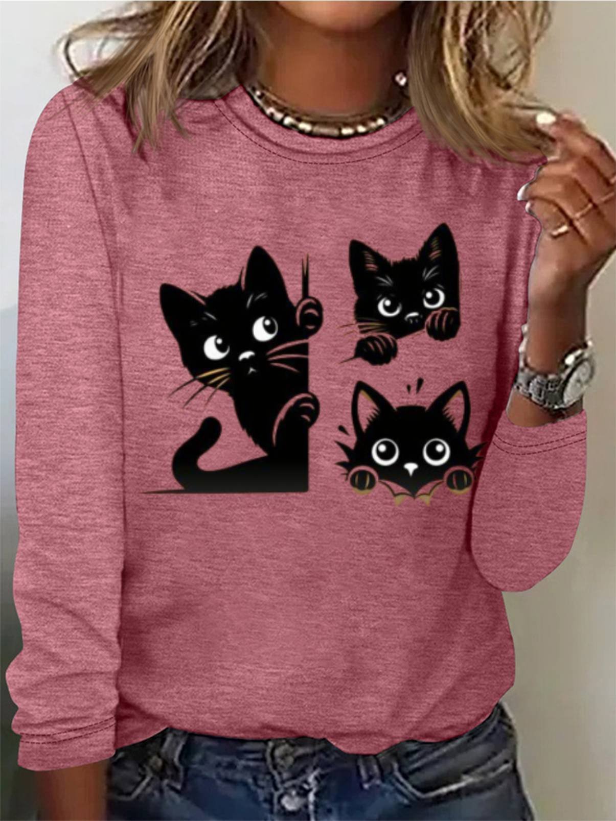 Cat Print Casual T-Shirt