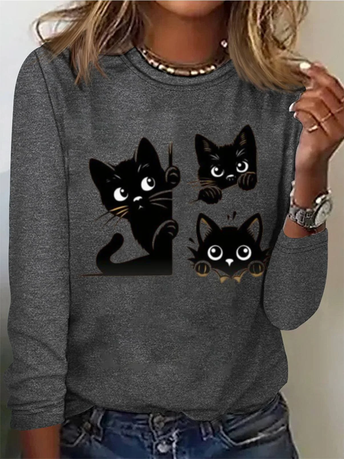 Cat Print Casual T-Shirt