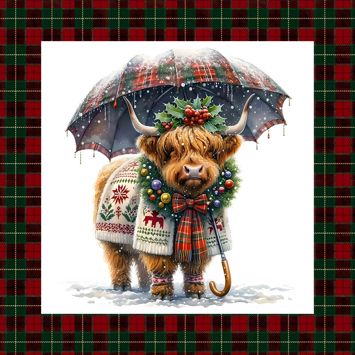 Women's Christmas Highland Cow Print Sweatshirt