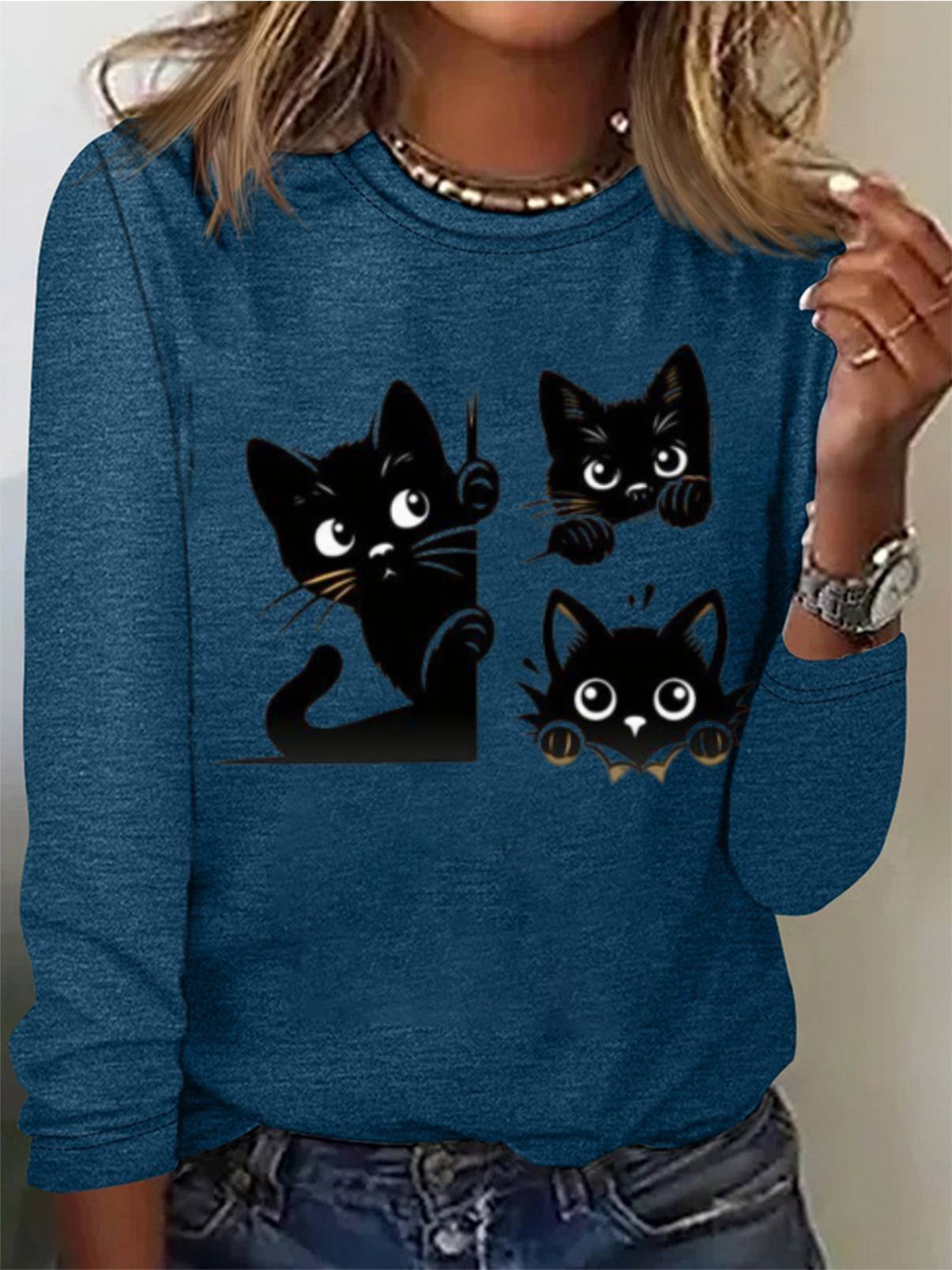 Cat Print Casual T-Shirt