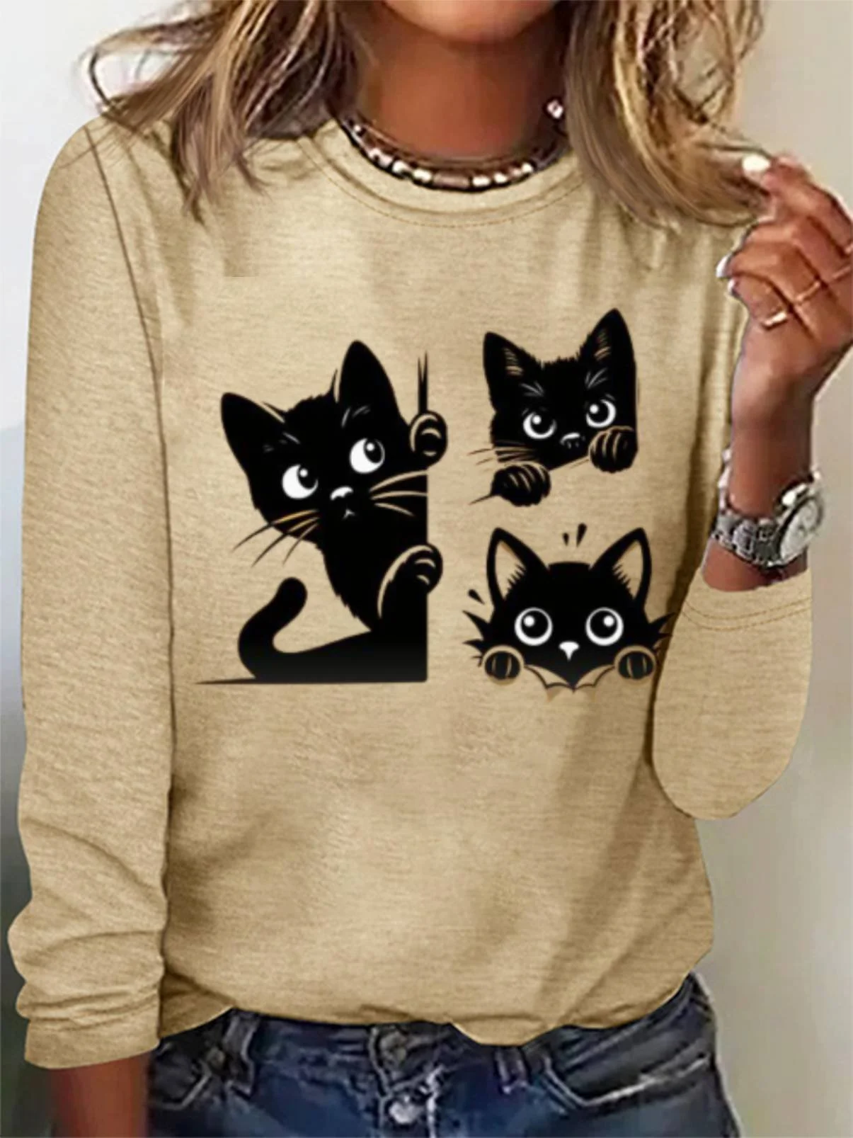 Cat Print Casual T-Shirt