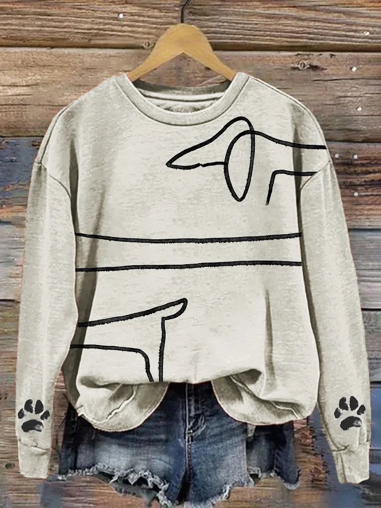 Cute Dog Line Art Print Vintage Sweatshirt