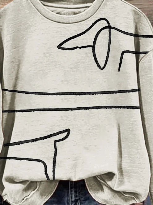 Cute Dog Line Art Print Vintage Sweatshirt