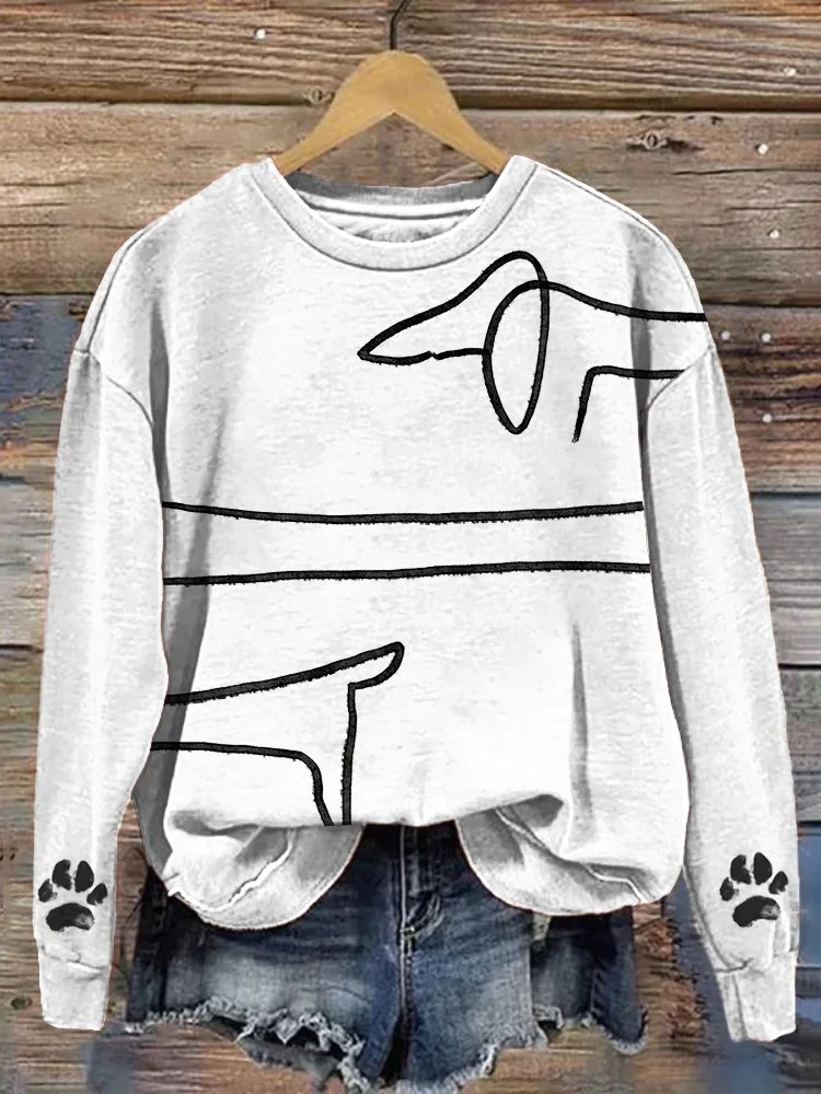 Cute Dog Line Art Print Vintage Sweatshirt