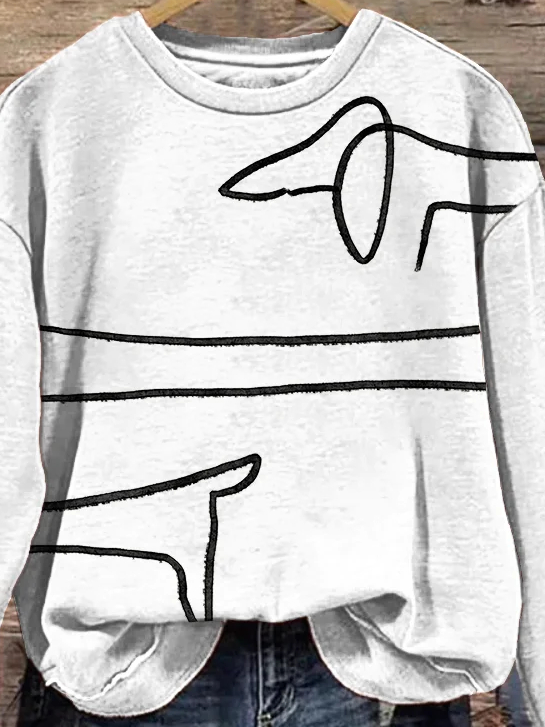 Cute Dog Line Art Print Vintage Sweatshirt