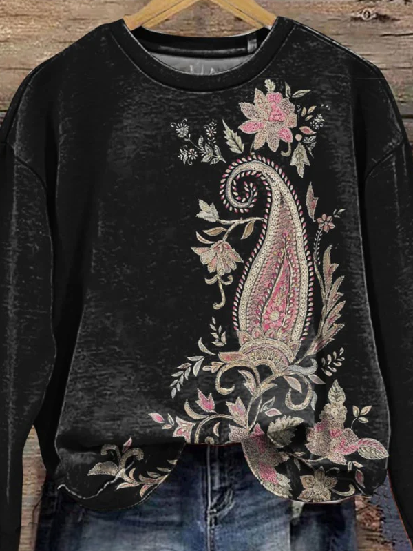 Vintage Printed Casual Sweatshirt