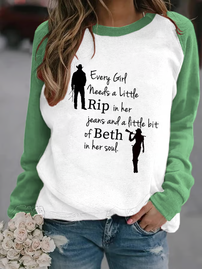 Women's Every Girl Needs a Little Rip Beth Print Casual Sweatshirt