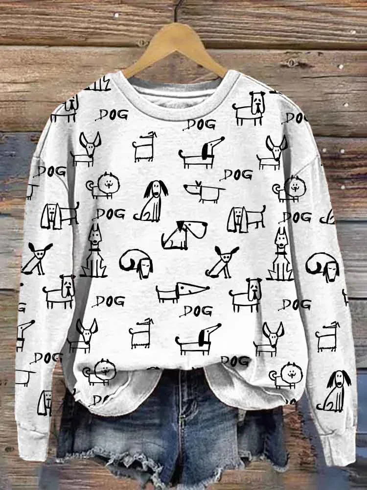 Cute Dogs Art Print Vintage Sweatshirt