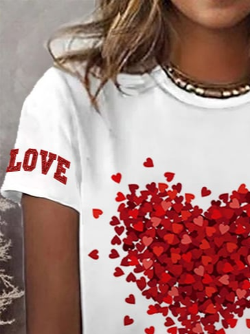 Heart Print Short Sleeve T-shirt