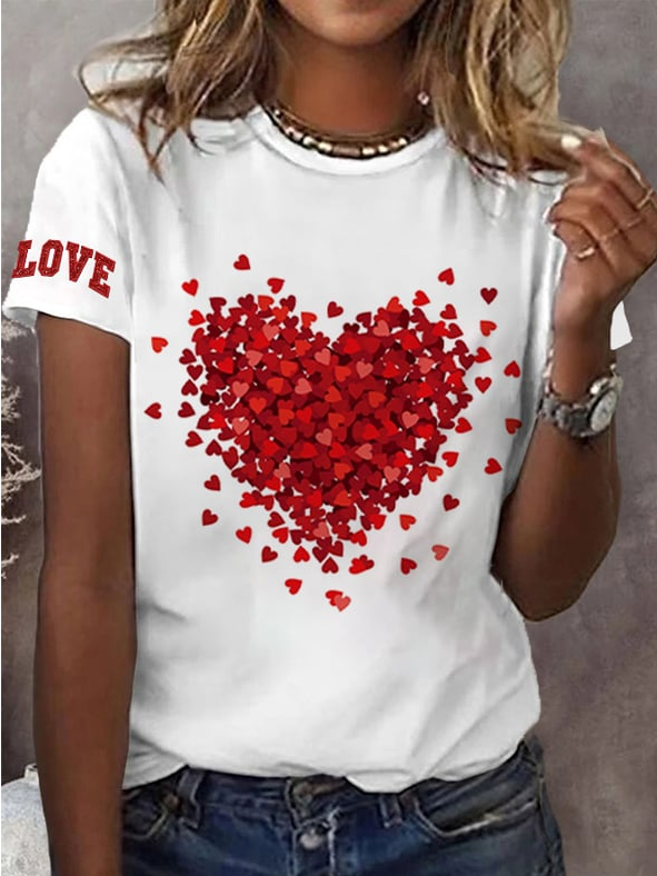 Heart Print Short Sleeve T-shirt