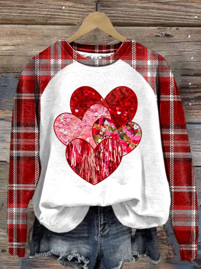 Heart Print Long Sleeve Sweatshirt